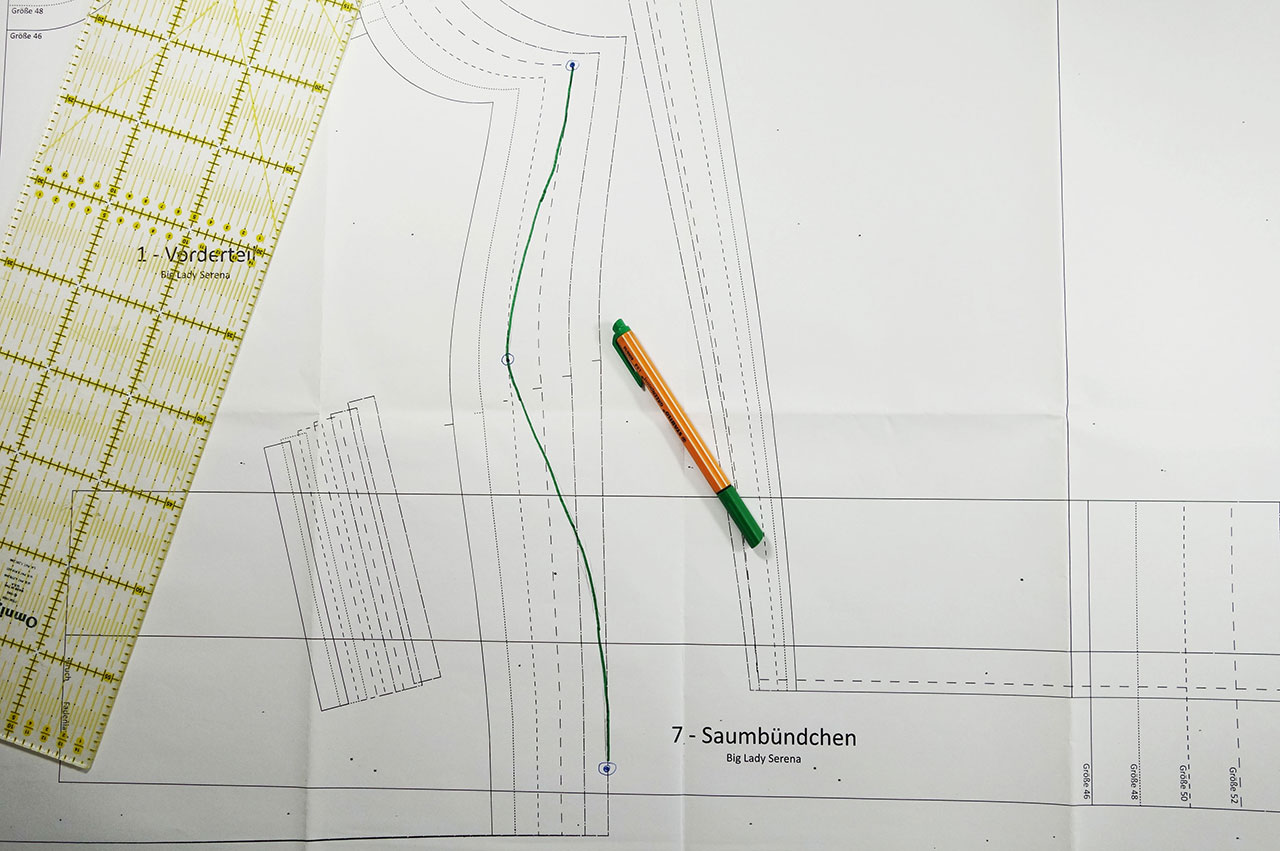 Neue Schnittmuster-Linie zeichnen