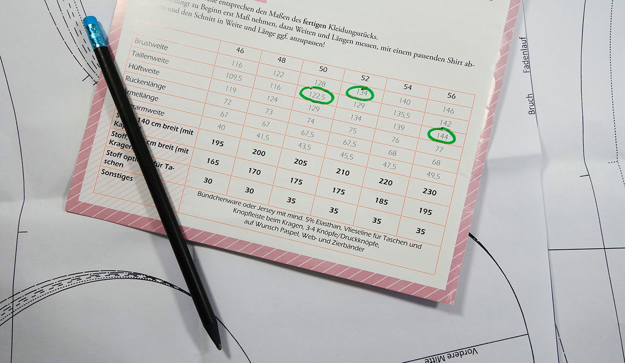 Schnittmuster Anpassungen bei Größensprüngen