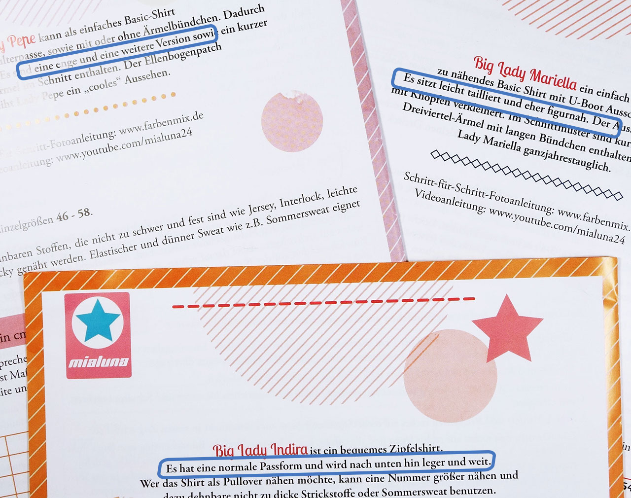 Lies die Vortexte der Schnittmuster