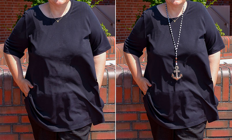 Shirt mit und ohne Kette