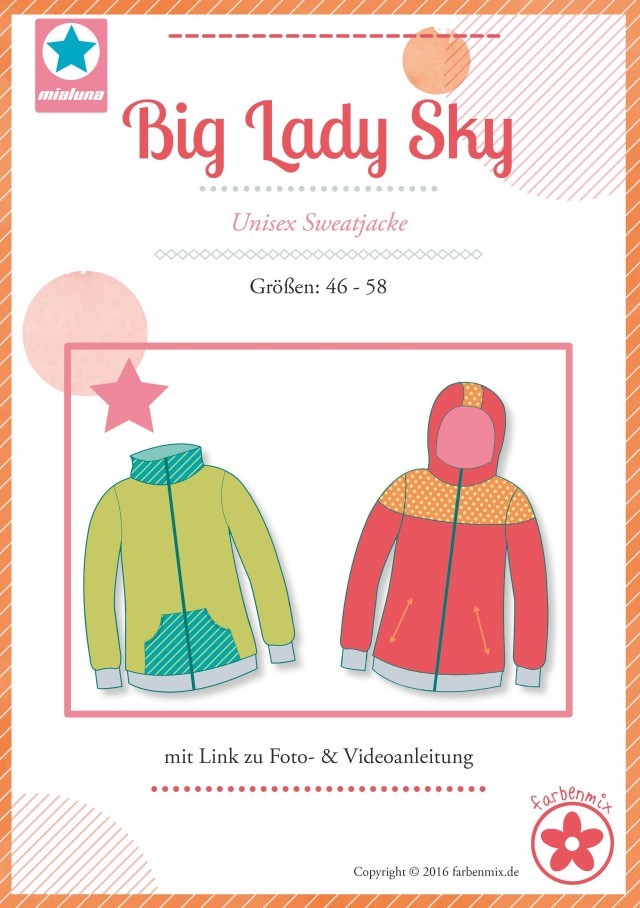 Schnittmuster für plus size Sweatjacke Big Lady Sky von farbenmix.de