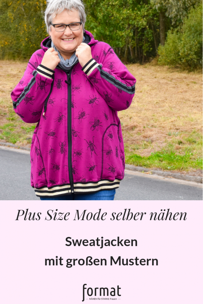 Sweatjacken mit großen Mustern für plus size Mode