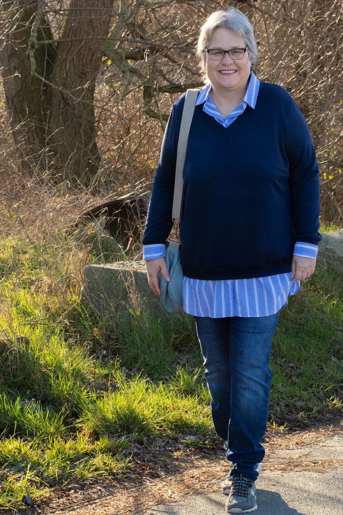 Blusensweater selber aus Bluse und Pulli nähen