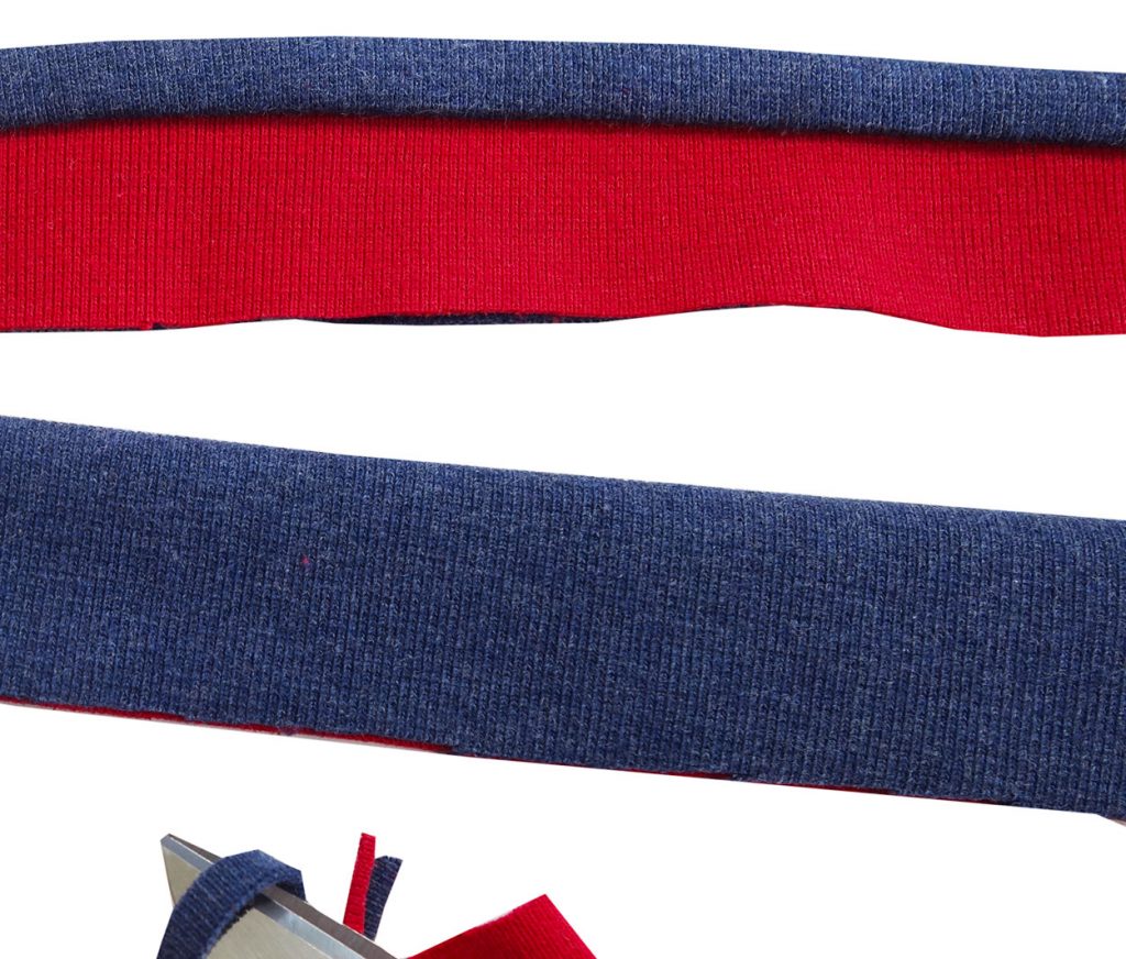 Bündchenstreifen gerade schneiden